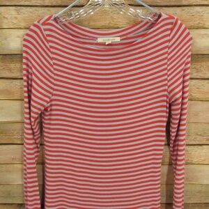 Pure+Good Coral/Light Blue Stripe Ribbed Tee S